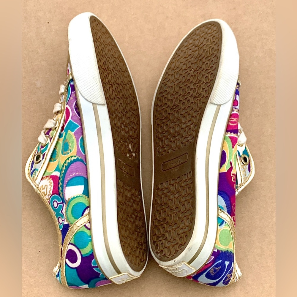 Women's 5.5 B Multi Colored Canvas COACH DEE 1941 Sneakers - Picture 7 of 16